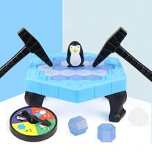 Save The Penguin Family Game Interactive Ice Breaking Board Toy, Includes Colorful And White Plastic Pieces