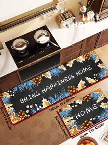 1pc Premium Diatomite Kitchen Mat With Christmas Element Letter Pattern, Modern Minimalist Fusion Of Natural Elements, 3mm Thickness, Absorbent Kitchen Rug And Mat, Simple Diatomite Soft Rubber Mat, Suitable For Kitchen, Bathroom, Entryway, Laundry Room And More