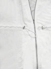 Women's Lightweight Sleeveless Hooded Zip Up Windbreaker - Casual Commuter Style With Adjustable Drawstring Hood, Front Zipper And Side Pockets, Machine Washable Solid Color, Suitable For Outdoor Activities, Hooded Jacket - Beige - View 3