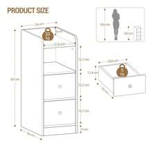 Hzuaneri Comodino, Tavolino Stretto con 2 Cassetti, Comodino con Scomparto Aperto, Posizione del Cassetto Regolabile per Camera da Letto, Soggiorno, 30 x 24 x 65 cm Bianco