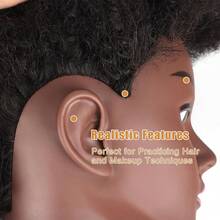 Afro Kinky Curly 100% Real Human Hair Mannequin Head With Stand For Hairdresser Practice Cosmetology Manikin Doll Training Head Braiding Styling Coloring Bleaching Dyeing Cutting Updos Display - S1 - View 5