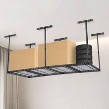Huisuilinss Overhead Garage Storage Rack,Adjustable Garage Storage Organization System,Heavy Duty Metal Garage Ceiling Storage Racks For Storage Organization,600lbs Weight Capacity - 6 pole black240*120cm - View 5