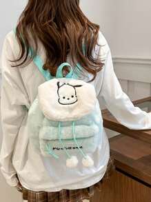 1 件 Sanrio Melody 卡通 Hello Kitty 图案斜挎包，优雅可爱的设计女士毛绒背包，大容量刺绣背包，圣诞礼物，适合学校用品，返校