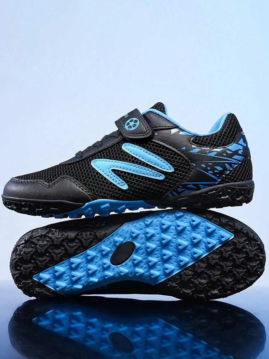New Children's Football Shoes, Breathable Mesh Upper, Summer Trainers For Elementary School Boys & Girls, Casual Sports Cleats - Black - View 1
