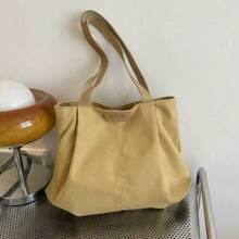 2025 New European And American Style Casual Versatile Large Capacity Canvas Tote Bag, Commuter Tote Bag For College Students