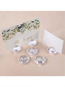 5 piezas de soportes para tarjetas, números de mesa, tarjetas con nombre y soportes para exhibir fotos con cristales y brillantes - transparente - Ver 2