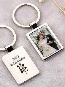 1pc Personalised Personalised First Home Keyrings, New Home Keyrings, House Keyrings Set, Wooden Keyrings, New Homeowners, New House Gift, House Keychains,Valentine's Day Custom Photo Wedding Gift Keychain, Personalised Wedding Date Photo Keychain,Personalised Gift