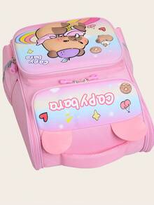 1 件可爱水豚背包 - 卡通动物印花，休闲风格，返校背包，带拉链开合和可调节肩带，适合校园和度假旅行 - 彩色 - 查看 7