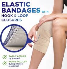 Premium Elastic Bandage Wrap - 6" (2pk) - Strong Compression - Self-Closing Reusable Bandages, Knee, Abdomen, Lymphedema - Body Wrap - Mix 4pk (4in & 6in) - View 4