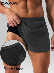 Cavva Quần short tập gym nam nhanh khô nhẹ thoáng khí mềm mại chạy bộ lót lưới thể thao tự do quần short hiệu suất đi bộ đường dài chạy bộ tập luyện - Màu xám đen - Xem 5