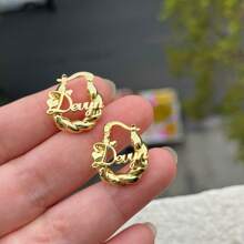 Brincos com nome personalizado, 18 mm, argola de ouro personalizada com letras, antialérgico, para mulheres, meninas, joias, presentes personalizados