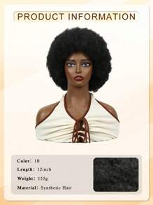 Musik Festival 12 Zoll Afro Krause Schwarz Weiß Pink Blau Lila 613 Grau Braun Synthetische Pony Perücken 70er 80er Jahre Perücken für Frauen und Männer Synthetisches Haar Afro Geflecht Synthetische Perücke mit großem voluminösem und weichem natürlichem Look Voll Pumps Perücke für - Cosplay und Alltagstragen