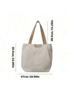 2025 New European And American Style Casual Versatile Large Capacity Canvas Tote Bag, Commuter Tote Bag For College Students
