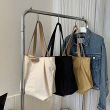 2025 New European And American Style Casual Versatile Large Capacity Canvas Tote Bag, Commuter Tote Bag For College Students