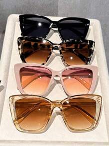 1/4 piezas de gafas de moda para mujer, con montura grande, estilo ojo de gato, de plástico, multicolor, estilo vintage bohemio, elegantes y estéticas, básicas, para otoño e invierno, para festivales musicales, vacaciones, atuendos adecuados para todo tipo de rostros. Accesorios.