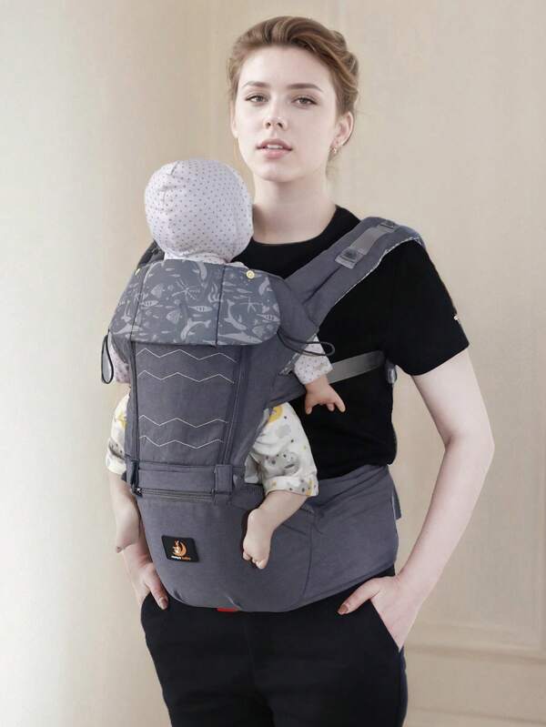 rooya baby 1 Peça Porta-bebê Multifuncional Cinza, 4 Estações, 2 Modos, Adequado para Passeios, Assento de Quadril para Bebê