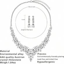 3 4 Pieces Women Jewelry Set Rhinestone Crystal Bride Statement Choker Necklace Tiara Crown Link Bangle Bracelet Teardrop Dangle Earrings Set7