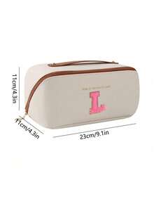 1pc 26 Letter Cosmetic Storage Bag, PU Leather Waterproof Cosmetic Bag, Large Capacity And Spacious Double-Layer Cosmetic Bag, Multi-Function Ladies' Travel Handbag, Cosmetics Sorting Bag - Multicolor - View 25