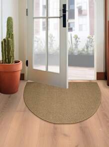 1pc Nordic Style Brown Faux Jute Fabric Washable Bottom Entrance Door Mat, Semi-Circular Warm Earth Tone Doormat For Indoor And Outdoor Use, Practical Hallway Bedroom Luxury Home Decor Carpet, Easy To Maintain Entryway Rug