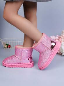 Ein Paar paillettenbesetzte modische Schneestiefel mit rutschfestem und atmungsaktivem Pedal-Design, geeignet für Herbst und Winter (Sohlendesign ist zufällig). (Klein, es wird empfohlen, eine Nummer größer zu nehmen) (Etwas klein, es wird empfohlen, eine Nummer größer zu kaufen)