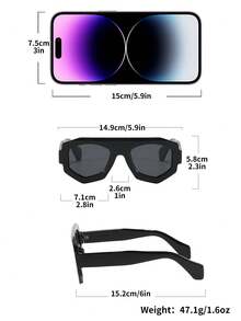 1pc Men's Oversized Square Flat Top Personalized Fashion Sunglasses, Suitable For Outdoor, Cycling, Beach Parties, Windproof - Nhiều màu - Xem 6