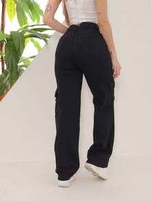 Wide Leg Youth Cargo Pants - màu đen - Xem 3