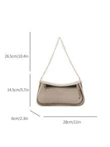 Bolso de hombro de cadena transparente con borde contrastado, adecuado para compras, carteras, jóvenes mujeres, estudiantes universitarios, recién llegados, trabajadores de cuello blanco. Son muy apropiados para oficinas, universidades, trabajo, negocios, ir al trabajo, actividades al aire libre, viajes y salidas