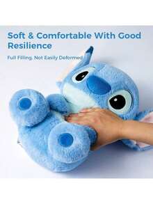 Miniso 迪士尼史迪奇基础款坐姿毛绒玩具玩偶，高品质毛绒睡眠枕，可爱沙发床装饰（1个） - 藍色 - 查看 9
