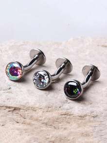 14G ASTM F136 Titanium Belly Button Rings For Women Floating Belly Rings Flat Back Belly Piercing Convex Base 5mm CZ Navel Rings Curved Barbell Internally Threaded Navel Belly Piercing Jewelry - Multicolor - View 6