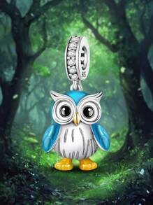 1 Stück 925 Sterling Silber modische Eule Perle passend für Frauen Armreifen, Armspangen DIY Schmuckherstellung und alltägliches Outfit, Schmuckdekoration für Mädchen