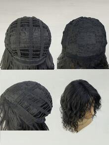 Joyluck 男士黑色长卷发假发，高品质合成假发，适合日常佩戴或参加派对，是摇滚/嘻哈风格的理想之选。 - 自然黑 - 查看 8