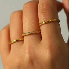 2-4 Packs Unisex Minimalist Stackable 18K Gold Plated Stainless Steel Rings Women Gifts , Simple Luxury Style For Daily Wear, April Birthstone, Non-Mosaic, Ideal For Thanksgiving Holiday - All Seasons Compatible