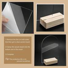 带木支架的空白透明拱形亚克力标牌、4x6 英寸拱形圆顶亚克力板、空白透明拱形标牌、DIY 亚克力拱形桌号、用于 DIY 名片礼品活动派对标牌装饰、婚宴、中心装饰、装饰、派对、周年纪念、活动 - 無色 - 查看 3