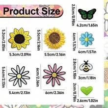 100pcs Assorted Embroidered Iron-On Patches - Butterfly & Daisy Designs For DIY Clothing, Bags, Hats, Jackets - Sewing Appliques In Various Colors
