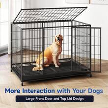 48/42/38 Inch Dog Crates For Large Dogs Folding Metal Wire Cages Dog Kennel Pet Cage With Double-Door,Removable Tray - 48英吋 - 查看 2