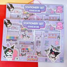 Sanrio Set de papelería Sanrio, caja de regalo de Sanrío Kuromi, útiles escolares MY Melody, suministros de vuelta al colegio, artículos escolares, lápices, borradores de lípics, perro Yugui, Mel Kitty, Hello Kittie, Set lujoso SANRIO, set de regalos para niños. Adecuado para regalar a niños como un regalo ideal de cumpleaños. , regalos de regreso a la escuela