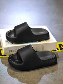 Kids' Summer Slippers, Girls/Boys Casual Thick Soft Bottom Home Slippers, Non-Slip Indoor/Bathroom Slippers - Black - View 3