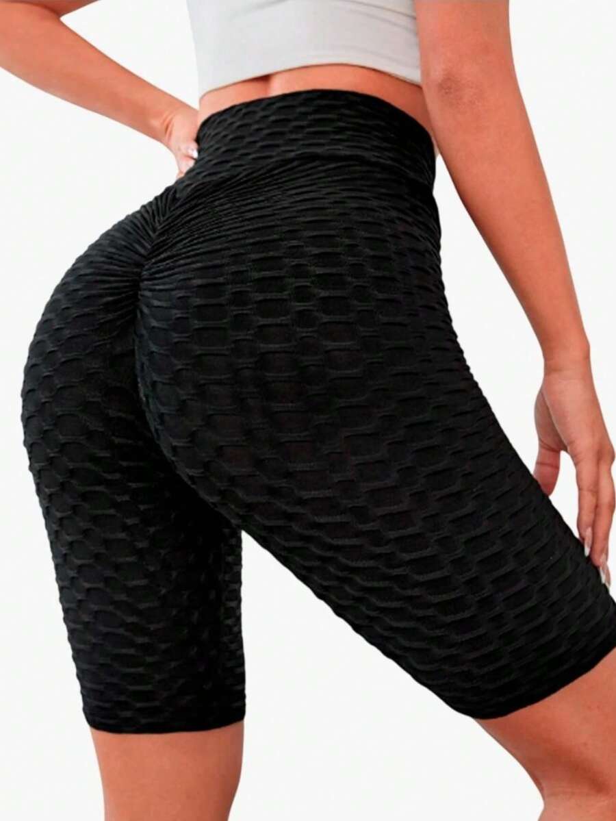 Biker Short Levanta Glúteos con Textura de Panal – Disponible en Varios Colores - Negro - Ver 1