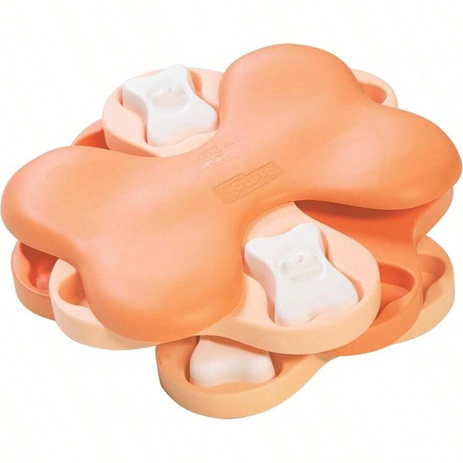 EWAJFBVOutward Hound Wobble Bowl Dog Game -Interactive Slow Feeder Bowl Dog Game - 小狗龍捲風(橙色和棕褐色) - 查看 1