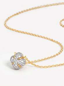 1件925纯银四叶草吊坠项链，适合女性在节日、约会、派对、周年纪念日和日常佩戴。 - 金色 - 查看 5