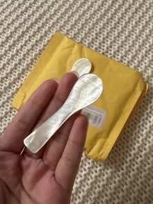 1/2/3/10件贝壳勺面膜美容勺鱼子酱勺冰淇淋勺 - 純白貝殼勺子 - 查看 6