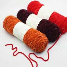 1/3/5 PCS 100g Skein Shiny Chunky Chenille Yarn Crochet Soft Velvet Knitting Wool DIY - Dark Orange - View 5