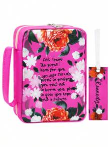 Bible Cover In Multiple Colors, Includes Matching Bookmark, Polyester Fiber Book Case With Handle And Zipper Pocket, Portable Church Bag For Bible Protection, Perfect Gift