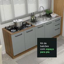Kit Amario de Cocina 200cm Glamy Madesa Color Marrón y Gris - Marrón y Gris - Ver 6