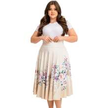 Printed Suplex Midi Skirt New Arrival Fashion P To Plus Size - Màu be - Xem 3