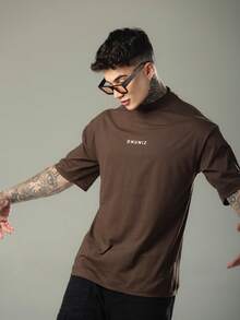 DMUNIZ Oversized Streetwear Turtleneck Printed Chest T-Shirts Kit 2 - 2 棕色 - 查看 6