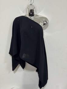 Women's Cover-Up Blouse, Cropped, Boho Chic Style, Multi-Shape, Summer 2025 - màu đen - Xem 1