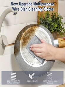 1/5/10/15/20/30/40/50片金属网清洁布钢丝绒替换布家用清洁布不粘油抹布厨房炉灶洗碗锅清洁工具适用于卫生清洁油污清洁桌面清洁炉灶洗碗洗锅厨房餐厅