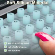 Keyboard Cover For Long Nails, 3D Raised Silicone Keyboard Cover Laptop Typing, Long Nails Art Keyboard-Cover, Compatible With Mac-Book Pro/Air 13"/14"/15"/16" 2021-2024, Pink/Green - ANSI Layout (US Version) - View 4