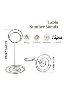 12 Giá đỡ số bàn bằng bạc, 3 kích cỡ 5cm/8,5cm/22cm Giá đỡ ảnh để bàn có đế chống trượt, thích hợp cho đám cưới, tiệc tùng, bàn ăn, khung ảnh, ghi chú, tiệc sinh nhật hoặc tiệc chiêu đãi khác - Bạc - Xem 10